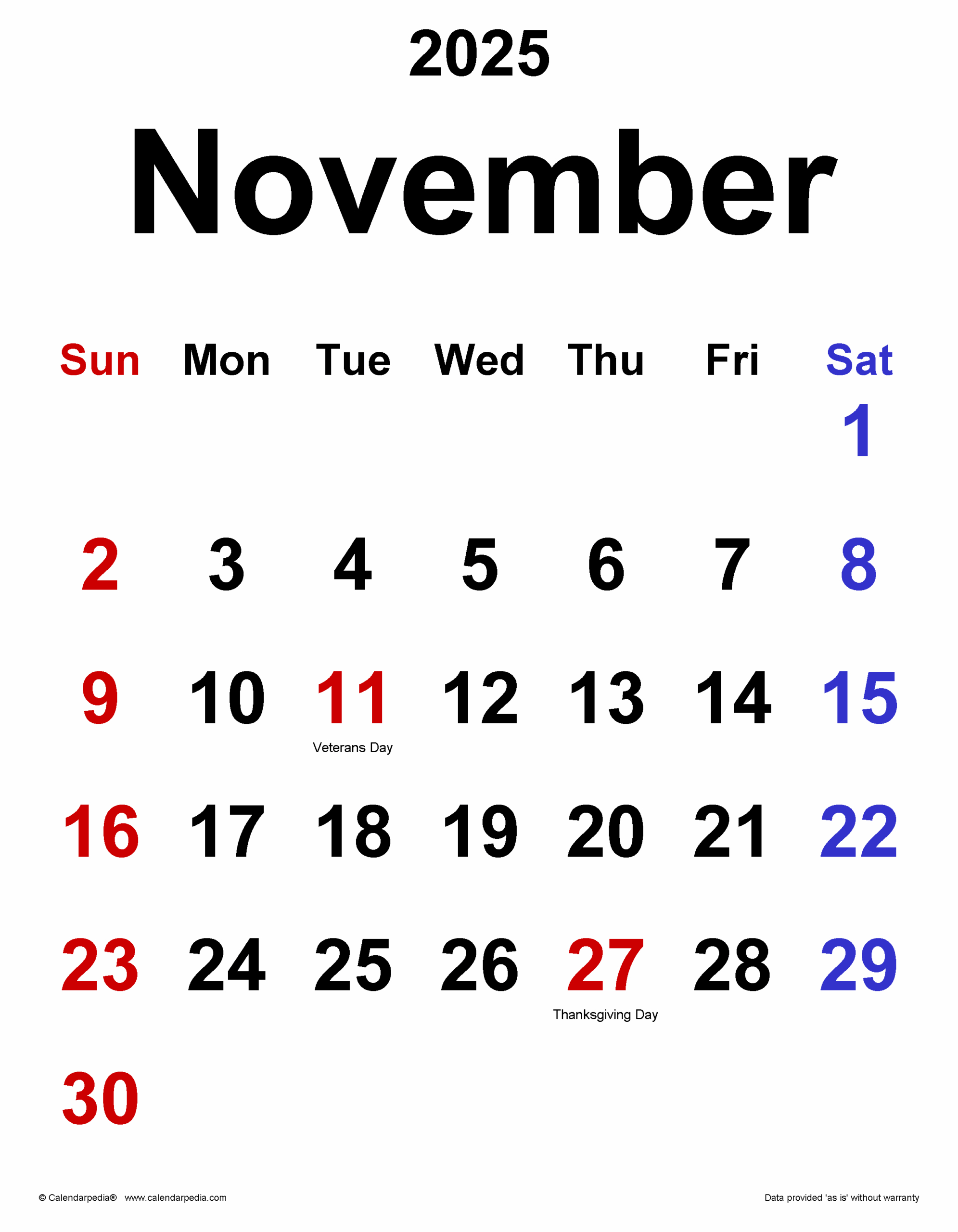 November 2025 Holiday Calendar Milla B Keogh