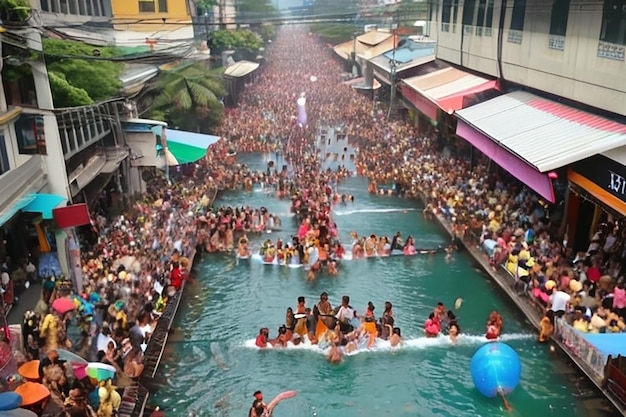 Premium Photo Bangkok Thailand April 13 2025 Crowds Celebrate 