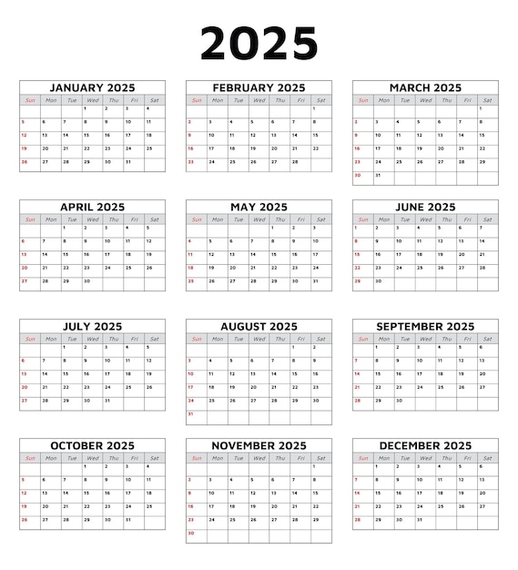Premium Vector Printable Collection Of Monthly English Calendars For