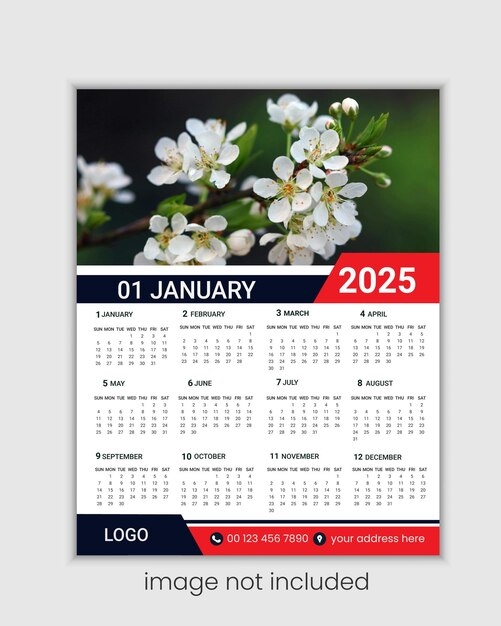 Premium Vector Simple Calendar Design 2025