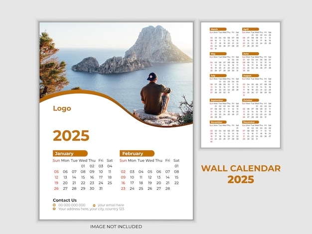 Premium Vector Stylish 2025 Wall Calendar Design Template