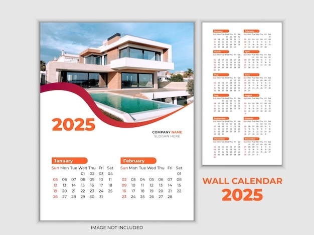 Premium Vector Stylish 2025 Wall Calendar Design Template