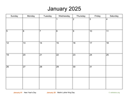 Printable 2025 Calendar WikiDates