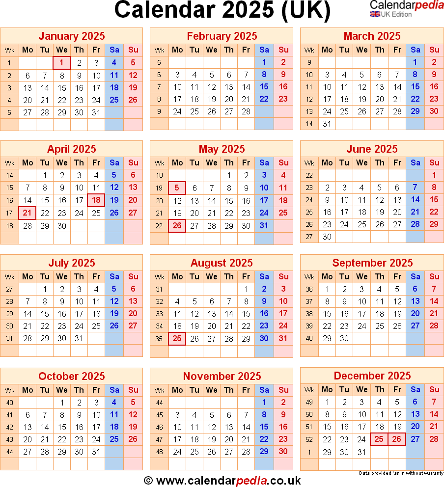 Printable 2025 Calendar With Holidays Pdf Uk Leroy D Christ