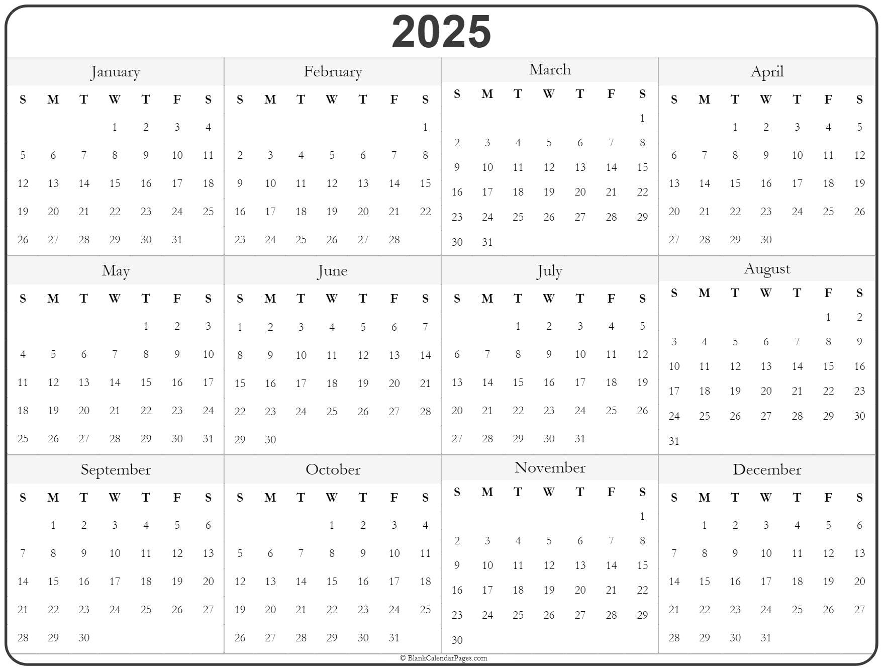 Printable Calendar 2025