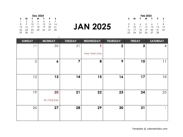Printable Monthly Calendar 2025 Template Elijah Haris