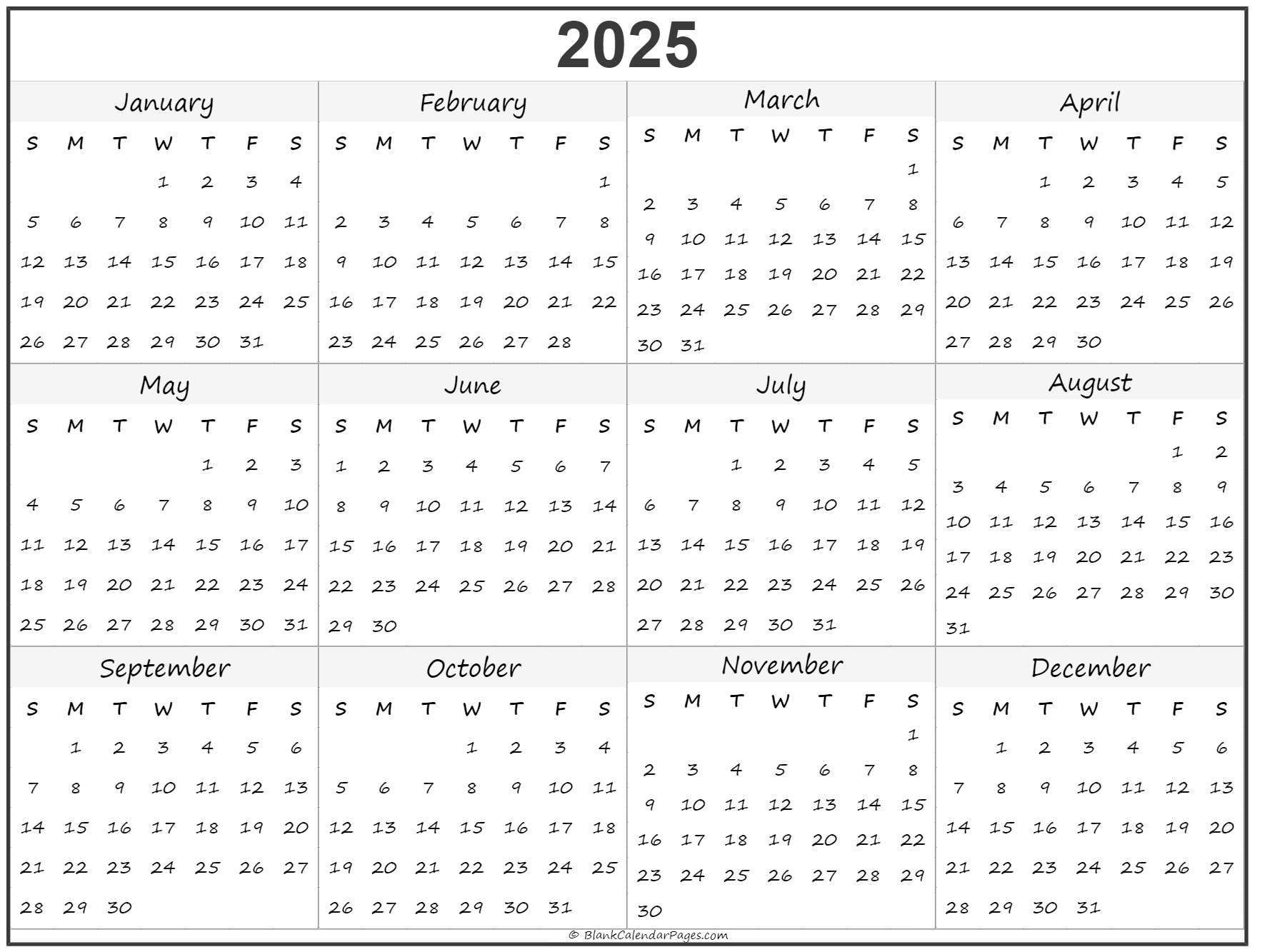 Printable Year Calendar 2025 A Comprehensive Guide To Planning And 