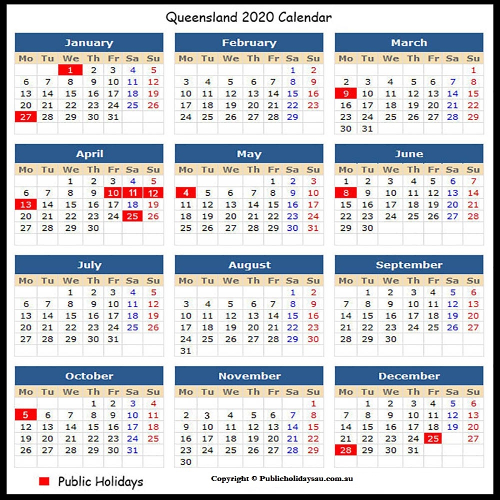 2025 Calendar With Public Holidays Qld