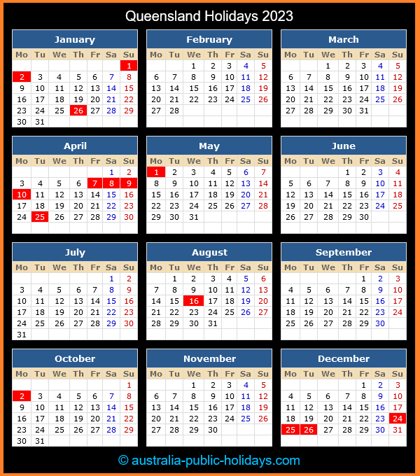 Queensland Public Holidays 2025 Printable Schedule Babita Ingaborg