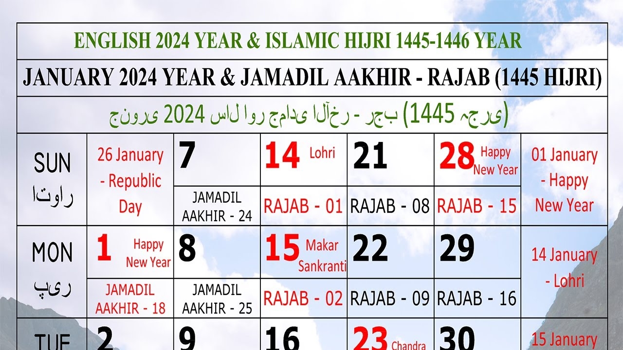 Rajab Calendar 2025 Alphonse Dawson