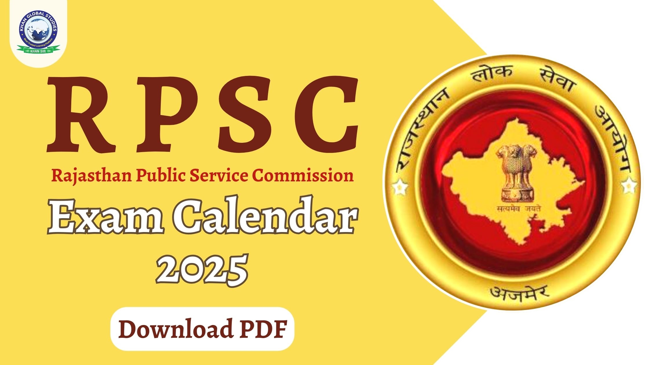 RPSC Exam Calendar 2025 Check Dates Download PDF Khan Global