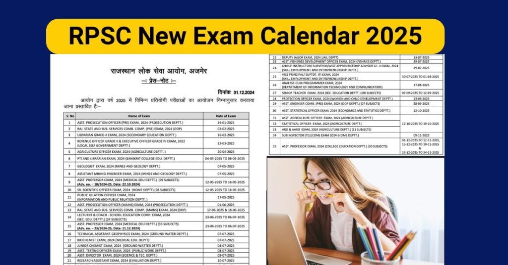 RPSC Exam Calendar 2025 Check Revised Exam Schedule