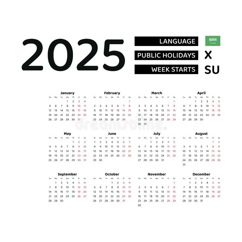 Saudi 2025 Calendar With Holidays Jerry P Binder