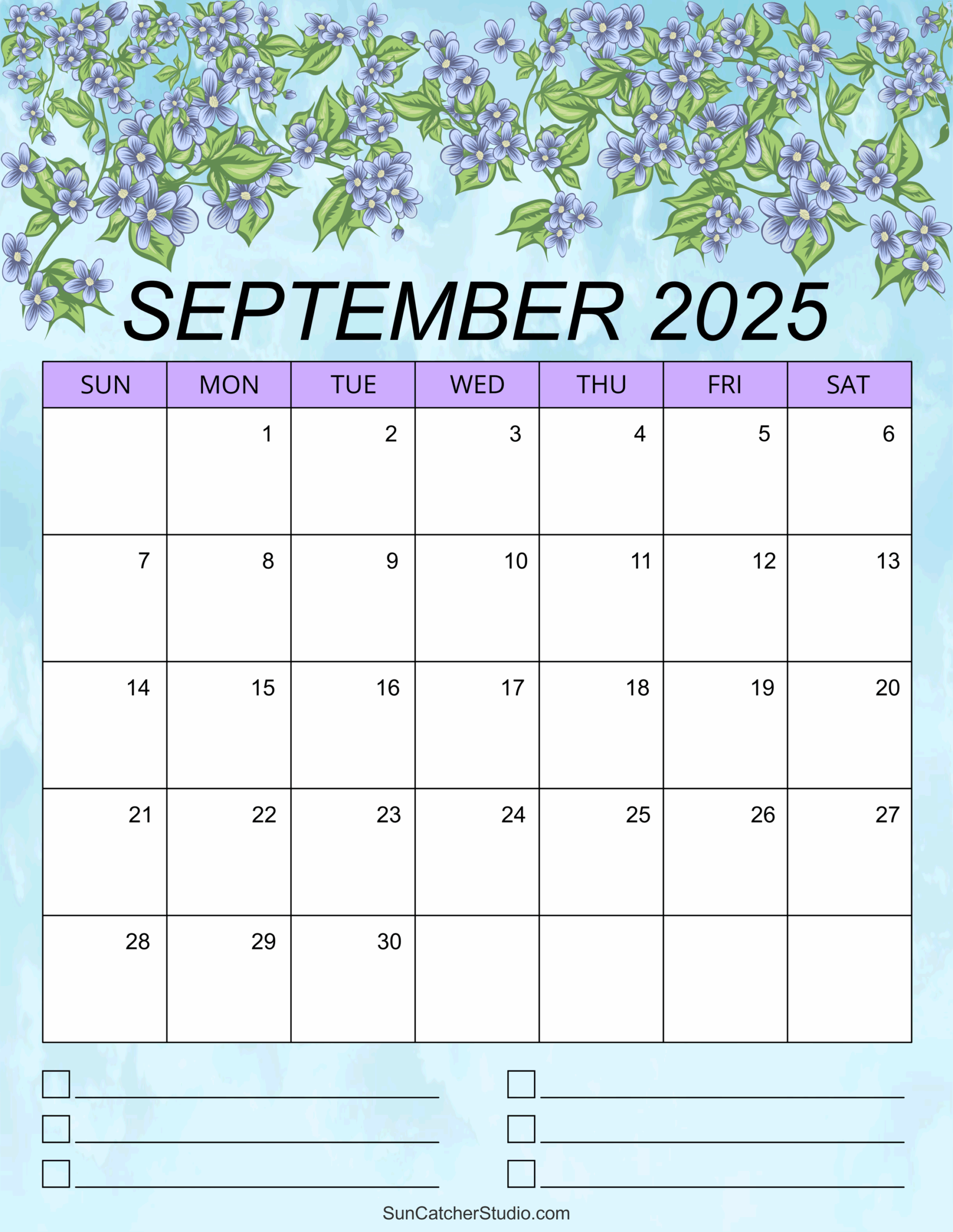 Blank September 2025 Calendar Printable