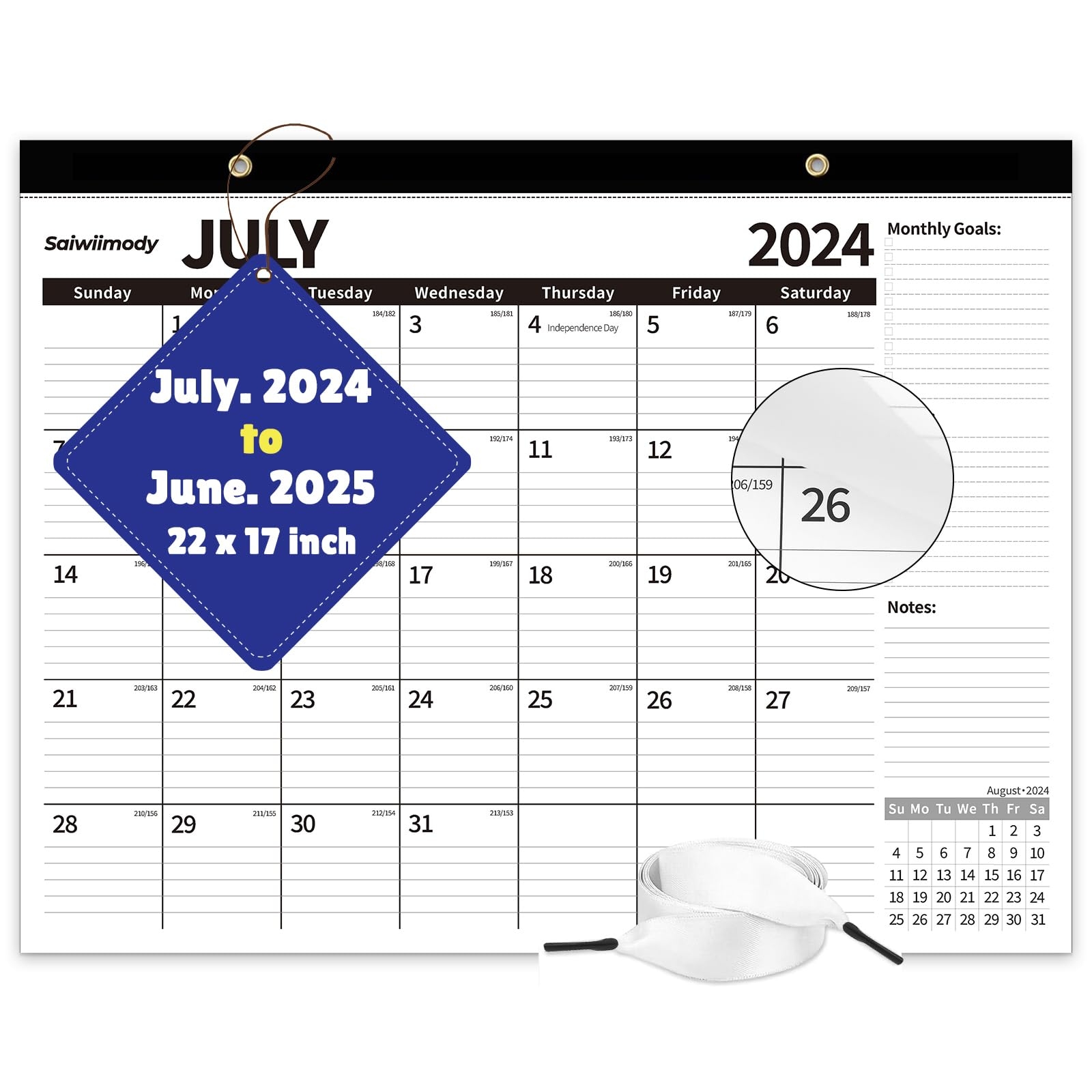 Snapklik Saiwiimody July 2024 2025 Desk Calendar Large 22 X 17 Inch