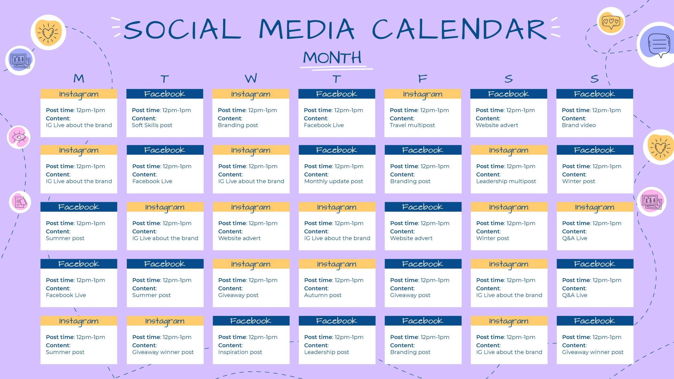 Social Media Calendar 2025 Canada
