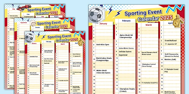 Sporting Event Calendar 2025 teacher Made Twinkl