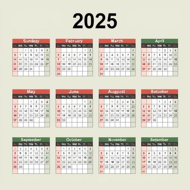 Template For 2025 Calendar Premium AI generated Image