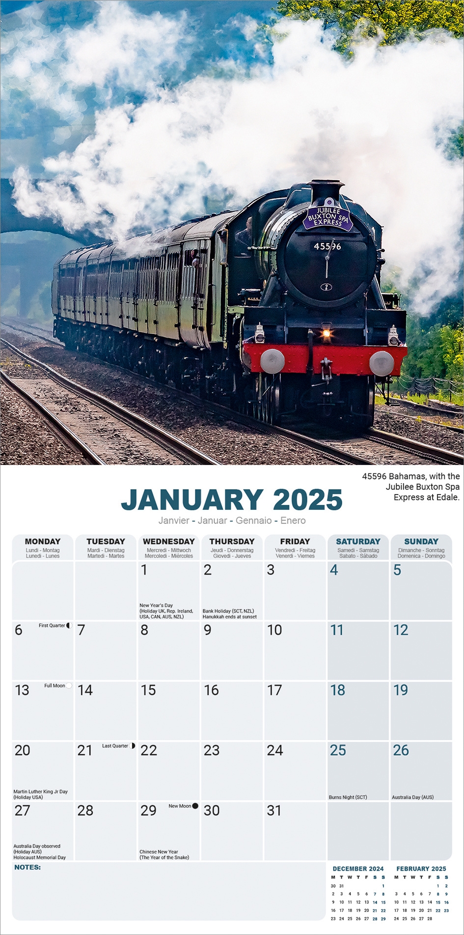 Train Calendar 2025 Elfie Harriet