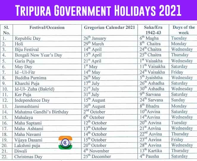 Tripura Office Calendar 2025 Brooke Celinda