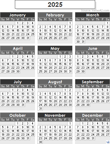 Vertex 42 Calendar 2025 Roger J Bessler