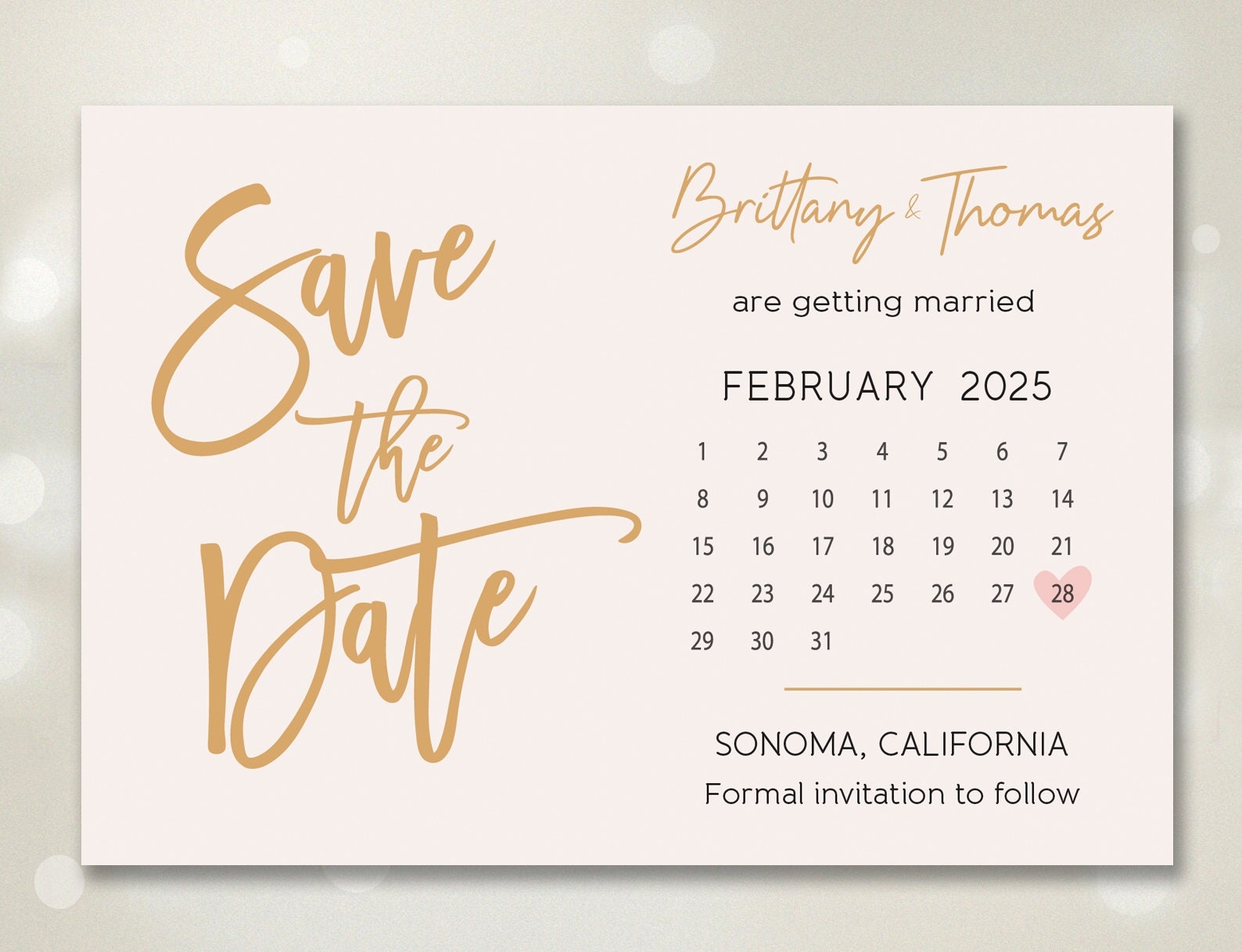 Wedding Gold Pink Calendar Wedding Save The Date Postcard Save The Date Magnet Flat Card Minimal Save The Date Modern Save The Date Etsy