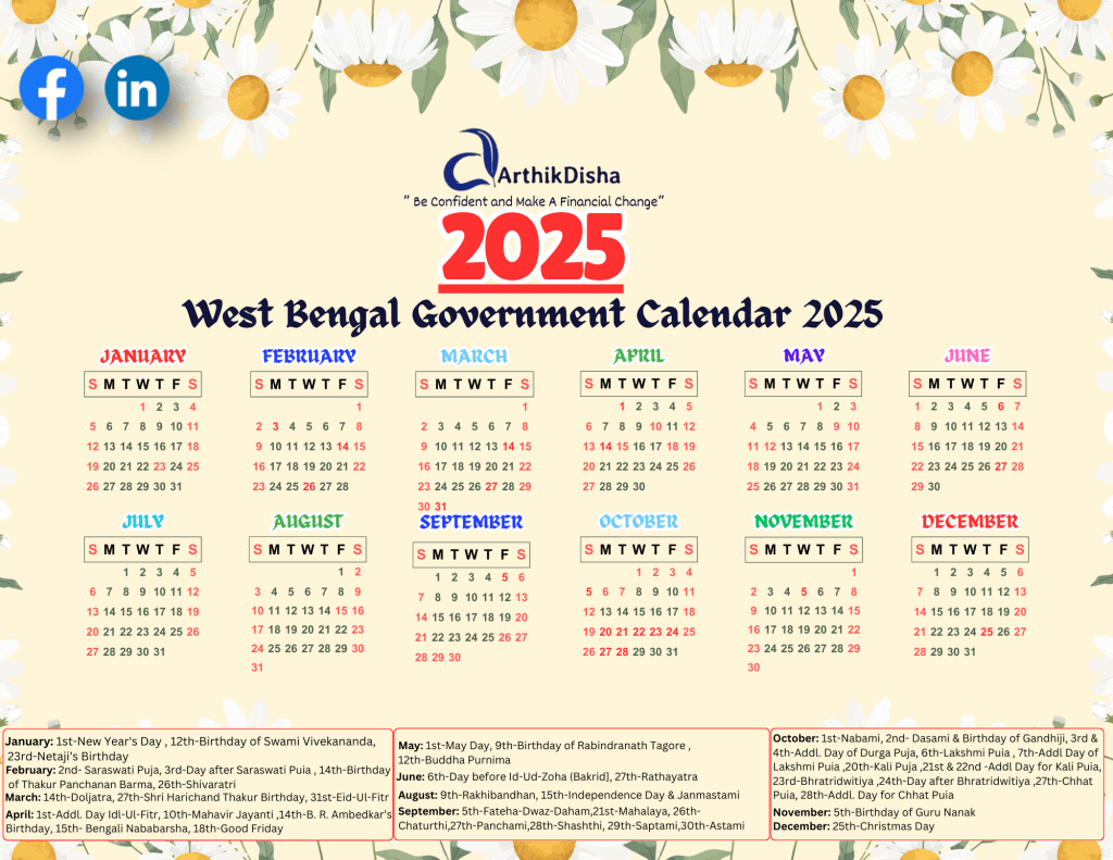 West Bengal Govt Calendar 2025 PDF Download