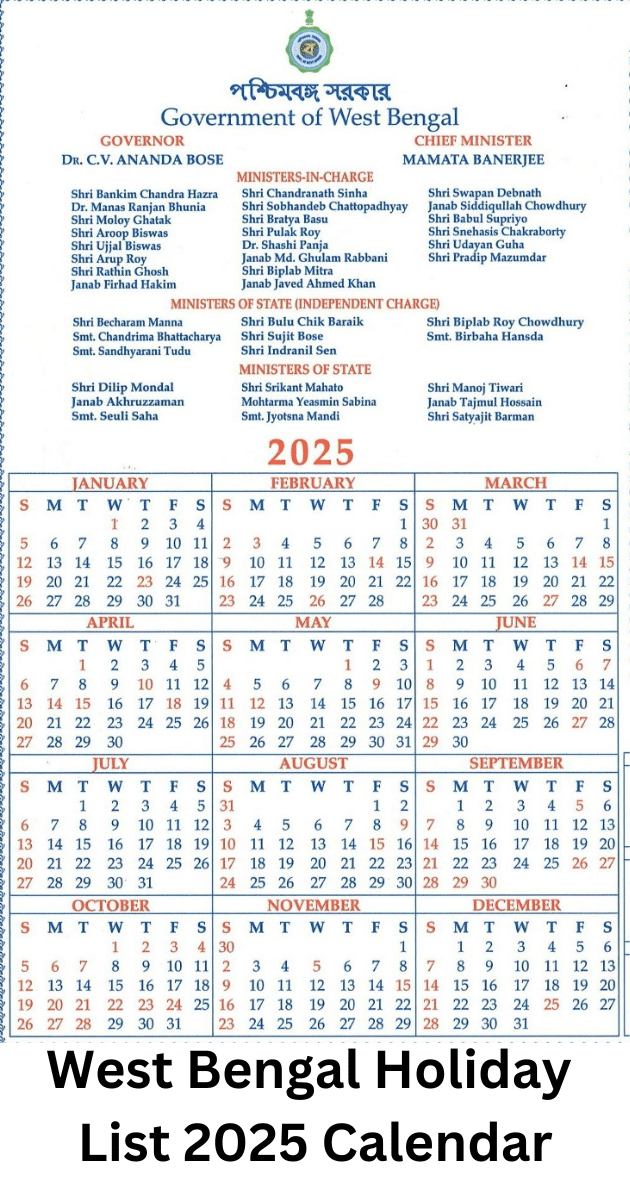 2025 Calendar With Holidays West Bengal