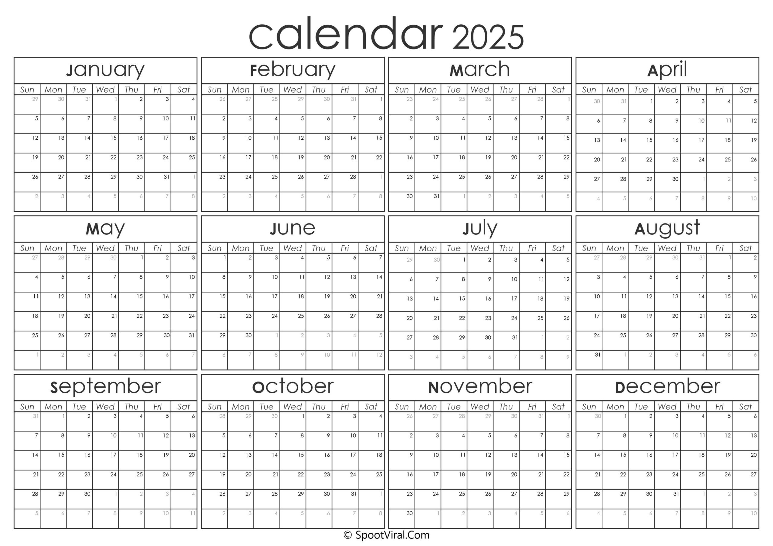 Yearly Calendar 2025 And 2025 Walid Sylvain