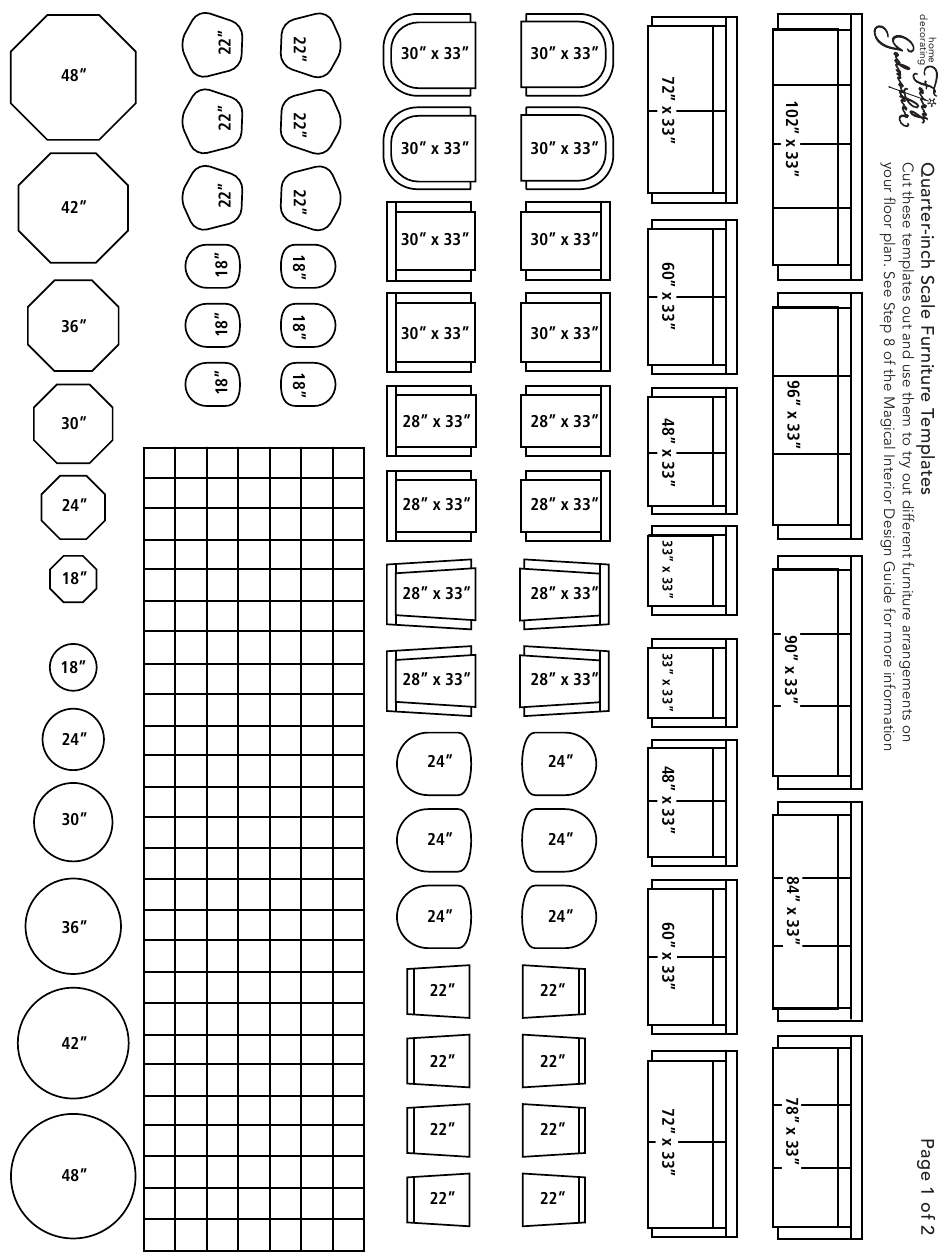 1 4 Inch Scale Furniture Templates Printable Free Printable Templates