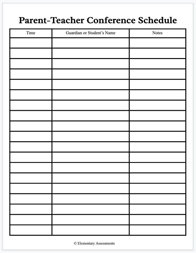 15 Free Parent Teacher Conference Forms