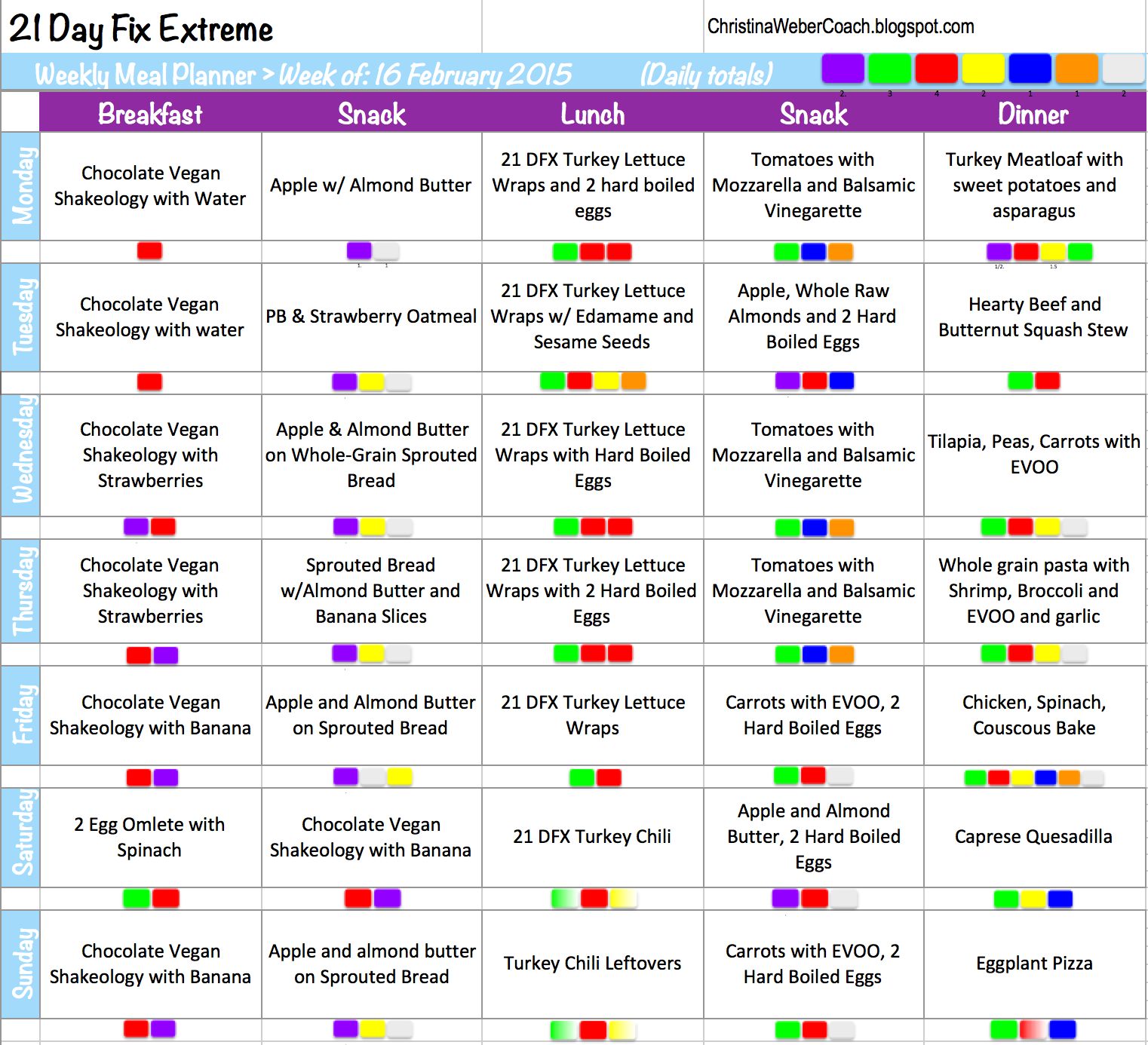 21 Day Fix Meal Plan 1200 Calories Printable Ruby M Moser