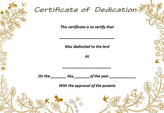 Free Printable Baby Dedication Certificate Template