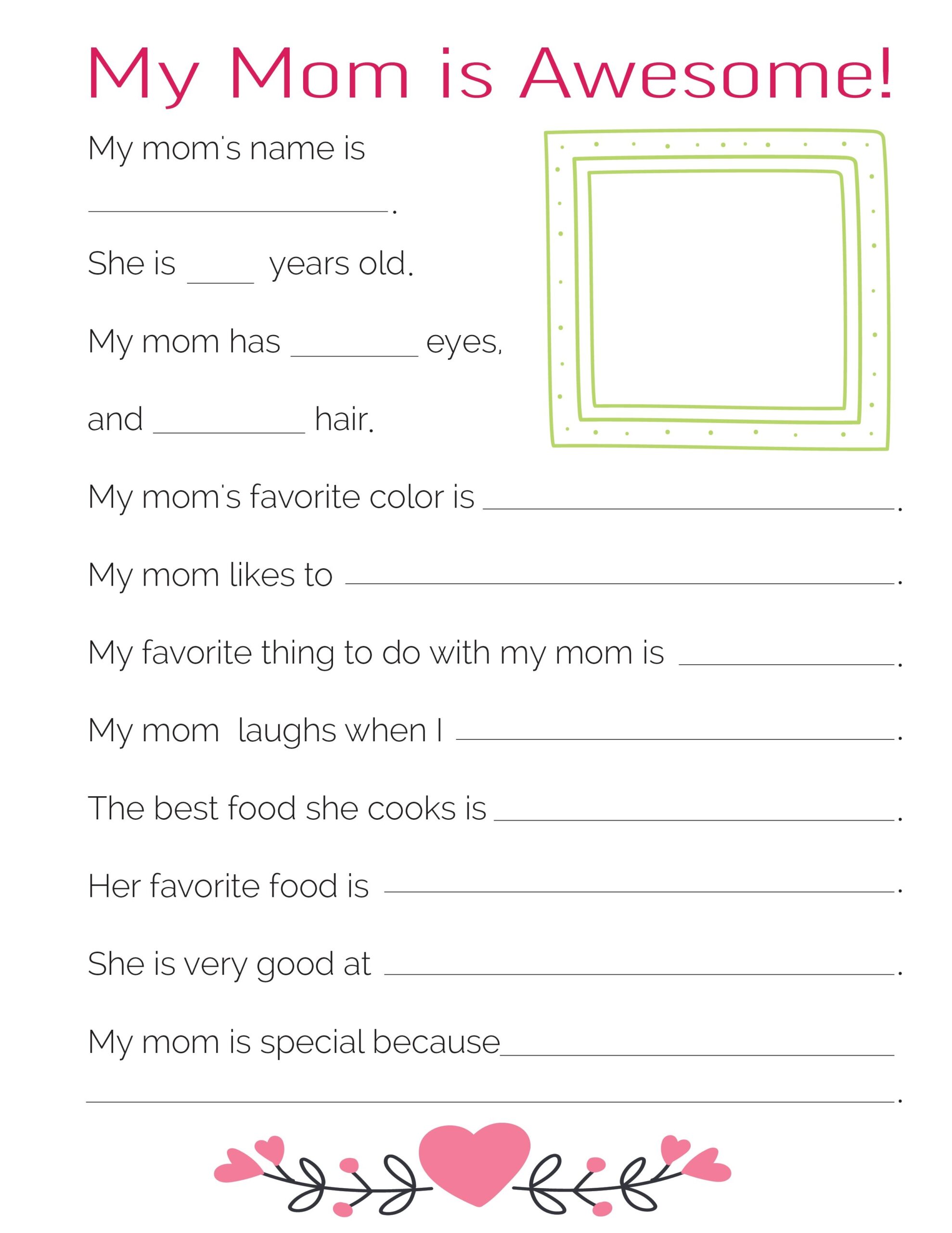 3 Free quot All About My Mom quot Printables