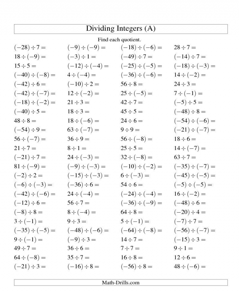 8th Grade Integers Math Worksheets Printable Math Worksheets Printable
