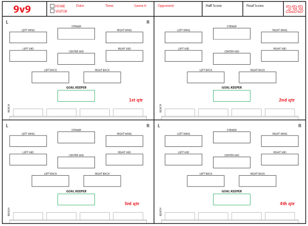 9 V 9 Soccer Formations Printable