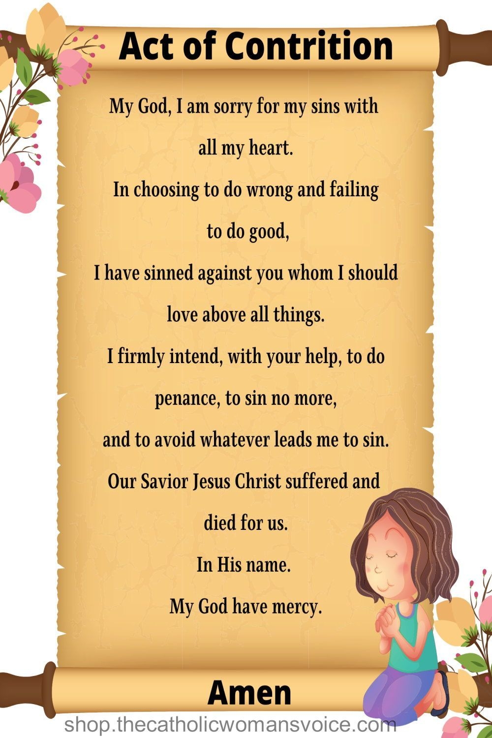 Act Of Contrition Printable Prayer Card