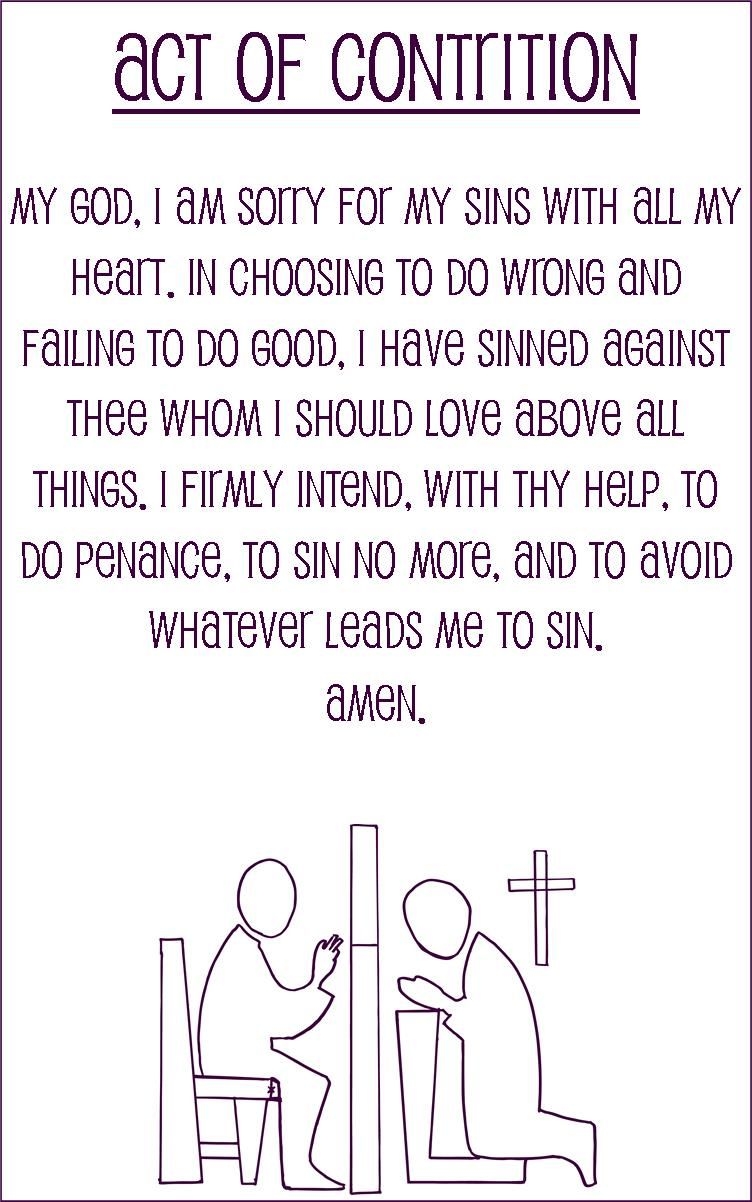 Act Of Contrition Printable Prayer Card Printable Word Searches