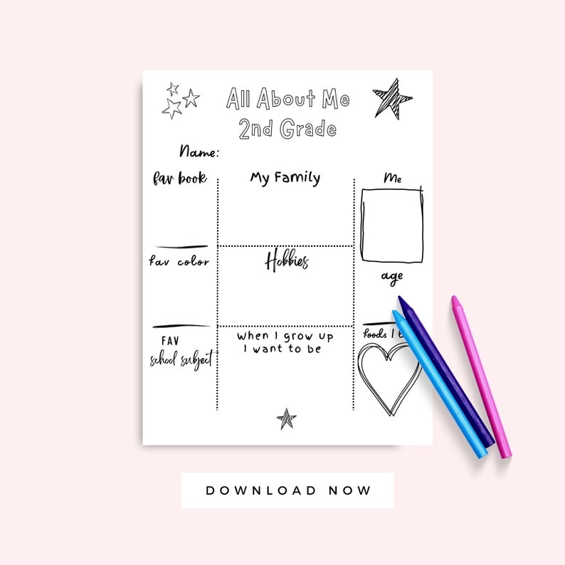 All About Me 2nd Grade Printable Worksheet Second Grade Classroom All
