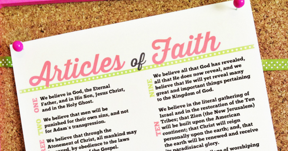 Articles Of Faith Free Printable