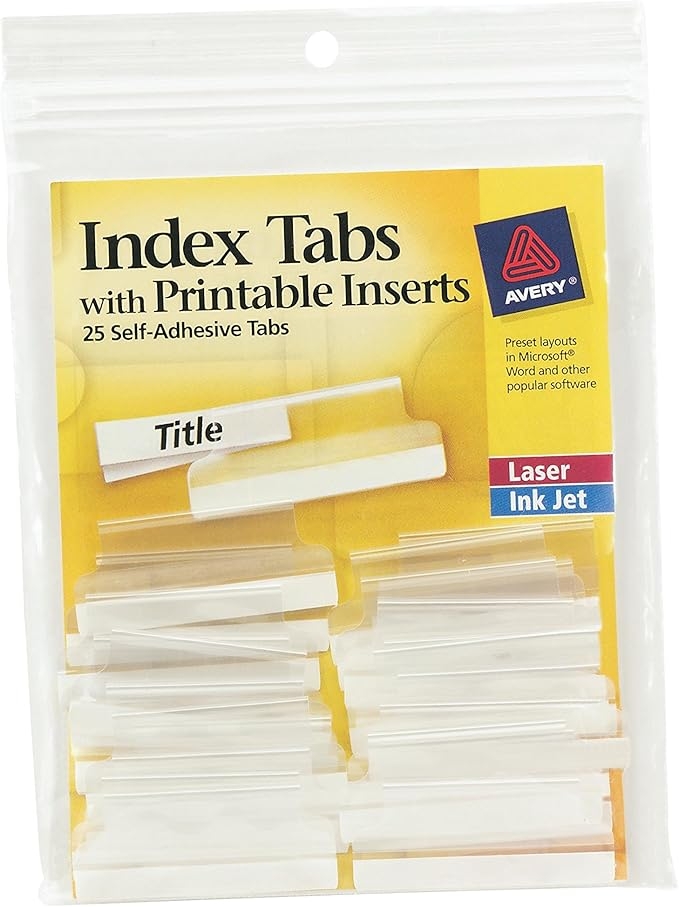 Avery Index Tabs With Printable Inserts Printable Templates