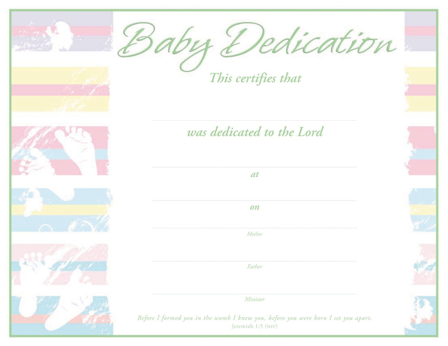 Baby Dedication Certificate Certificate Dedication For Free Printable
