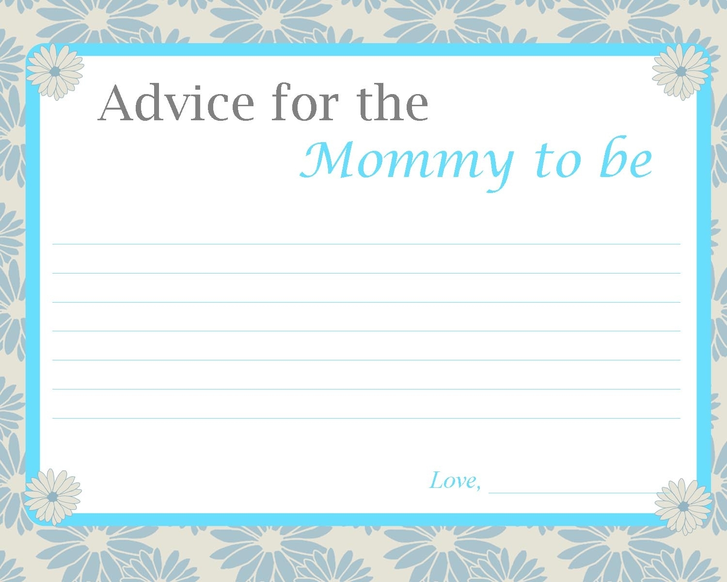 Advice For The Mom To Be Free Printable