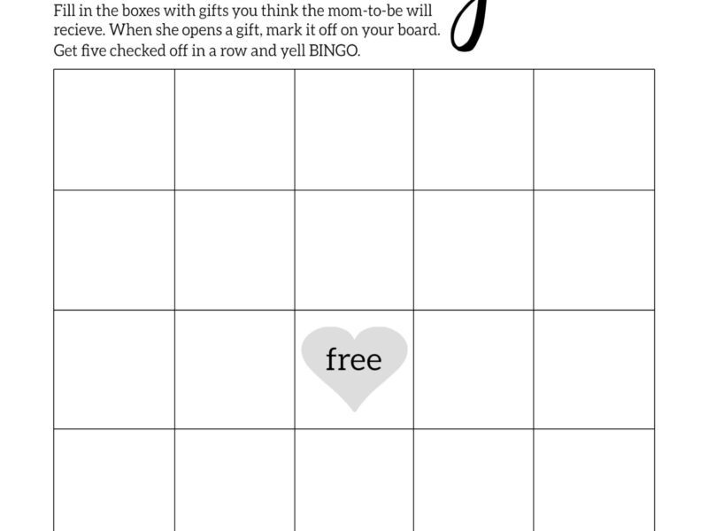 Baby Shower Bingo Printable Cards Template Paper Trail Design Free