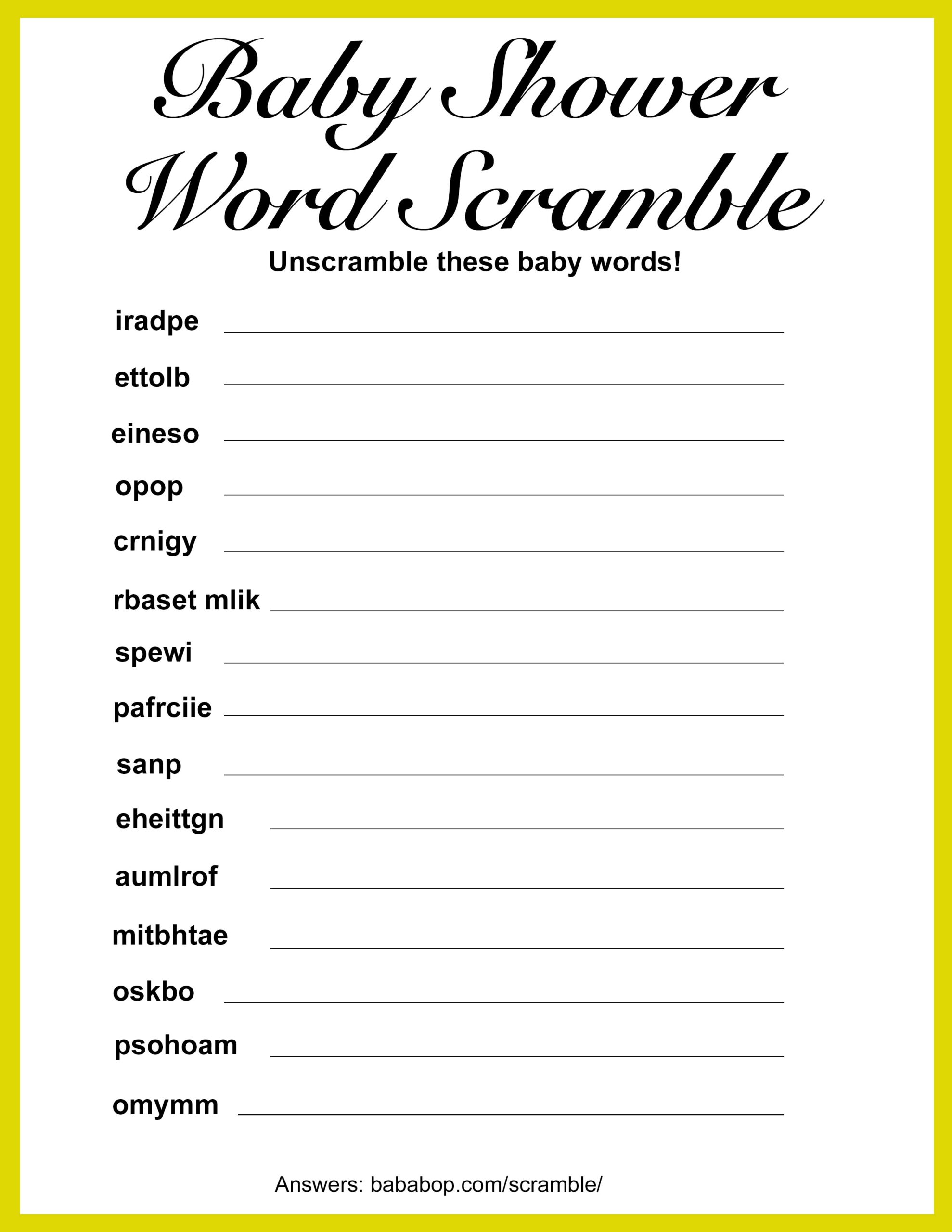 Baby Shower Games Printables Word Search Word Search Maker