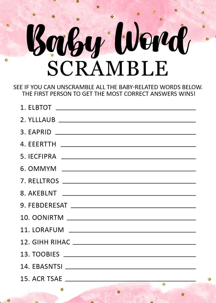 Baby Shower Word Scramble Baby Shower Game Printable Word Scramble 