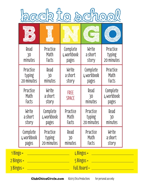 Back To School Bingo For Kids Free Printable Club Chica Circle 