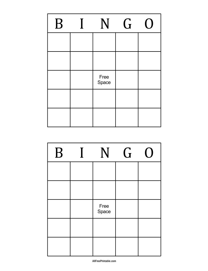 Blank Bingo Cards Free Printable