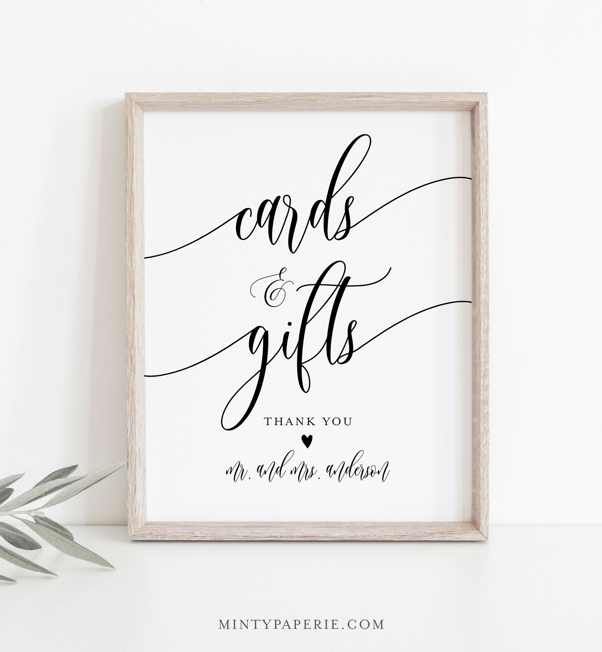 Cards And Gifts Sign Printable Wedding Gift Editable Template Modern 