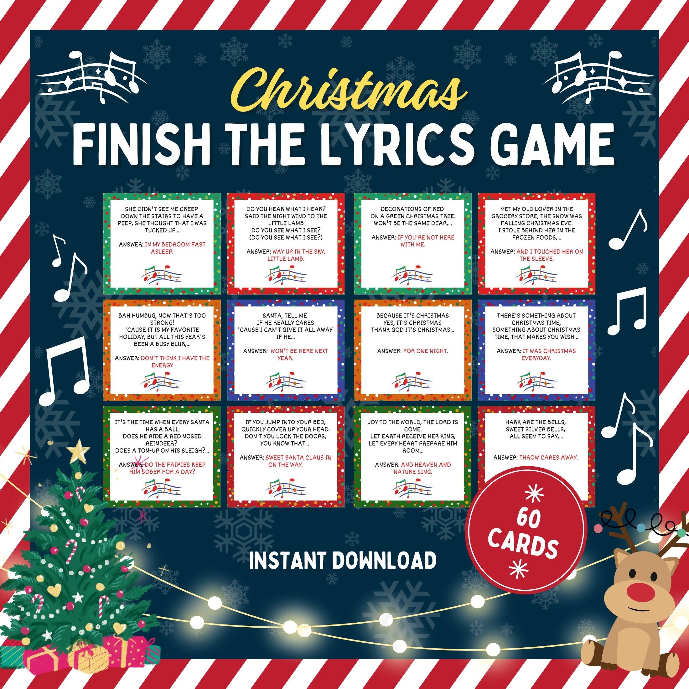 Christmas Carol Finish The Lyric Game Printable Christmas Game
